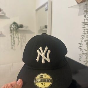 New Era Black Cap with White NY Logo